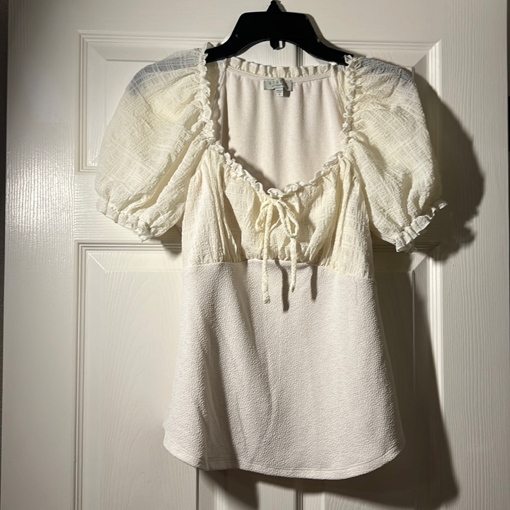 Puffed Sleeve Cream Top